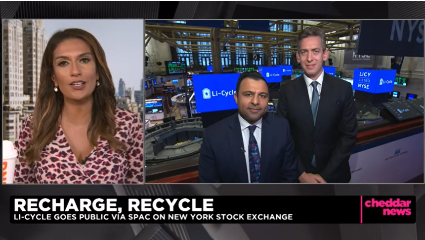 Screencapture from Cheddar News featuring Ajay Kochhar and Tim Johnston at the New York Stock Exchange