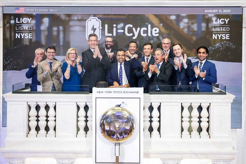 Li-Cycle executive team rings the NYSE Closing Bell August 11, 2021