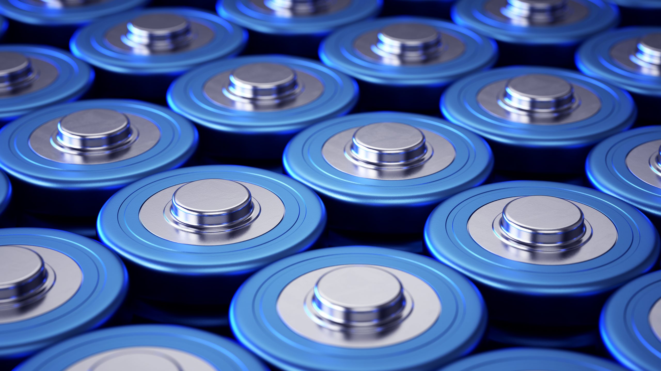 Close-up image of blue batteries