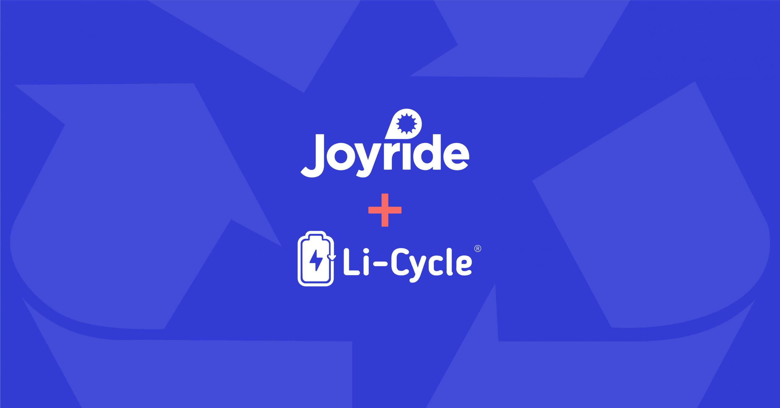 White Joyride logo and white Li-Cycle logo on a blue background