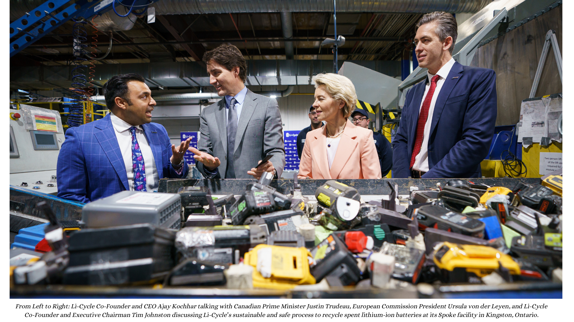 PM Trudeau and President von der Leyen visit Li-Cycle in Kingston. March 7, 2023.